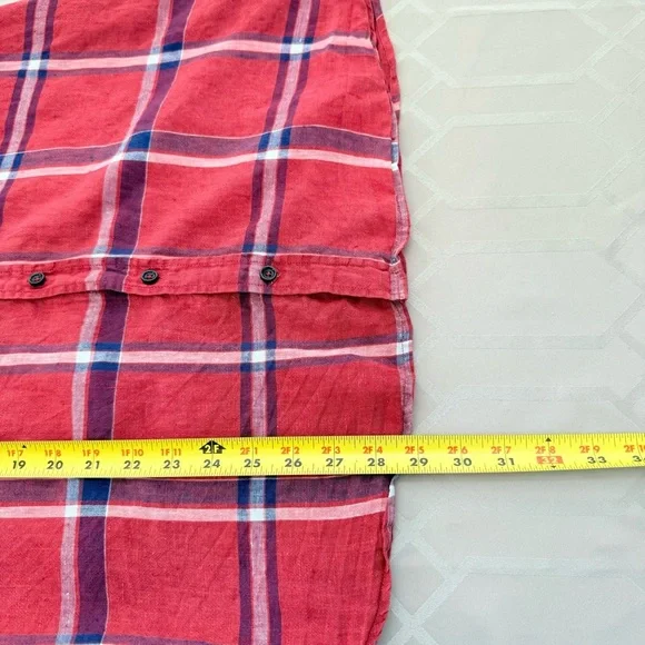 Taylor Stitch Men’s 100% Linen Plaid Short Sleeve Shirt Size 42 or Large - Picture 6 of 6